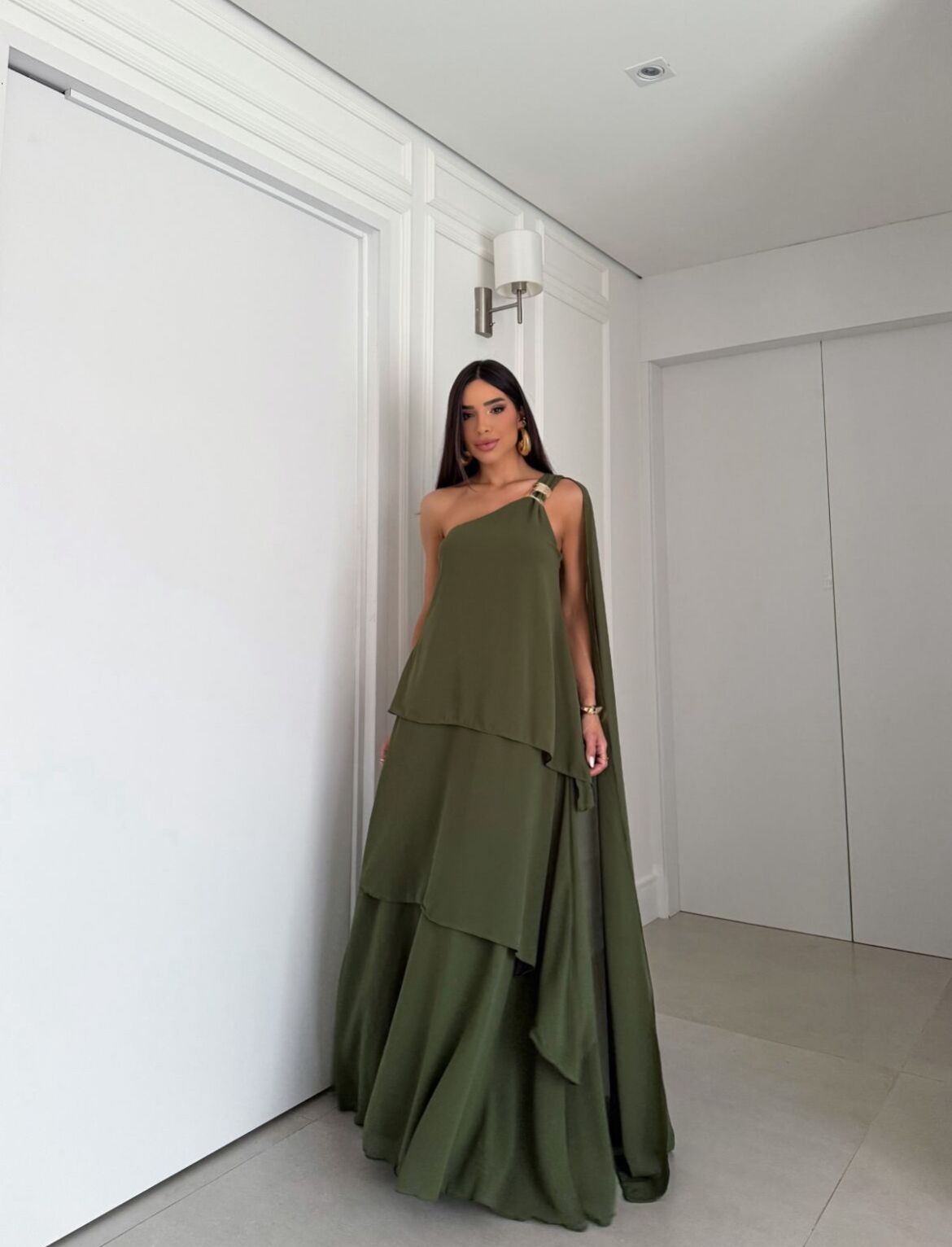 Vestido Longo Festa - Tecido Crepe Chiffon