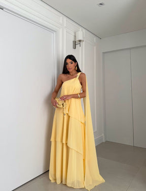 Vestido Longo Festa - Tecido Crepe Chiffon