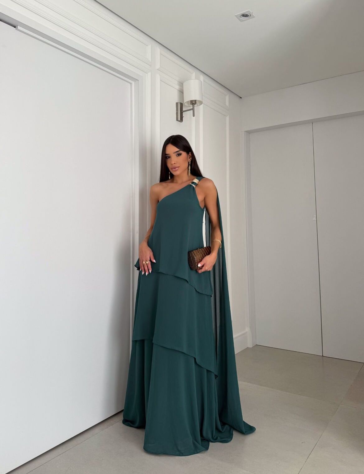 Vestido Longo Festa - Tecido Crepe Chiffon