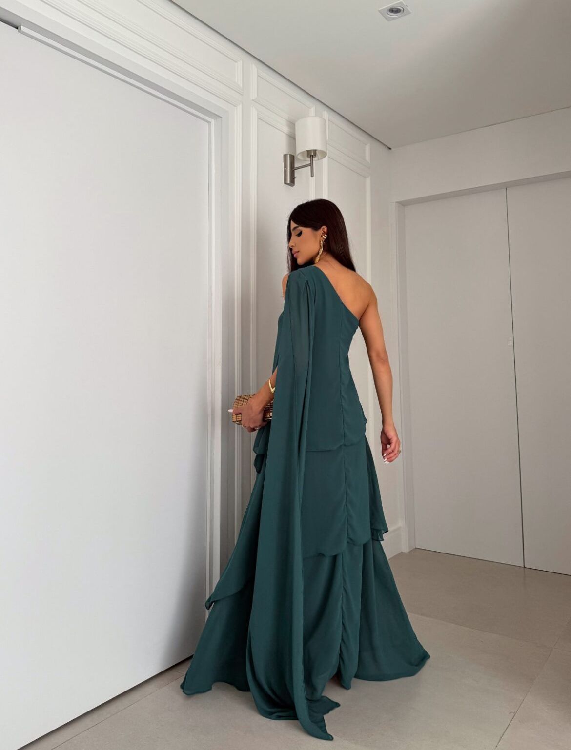 Vestido Longo Festa - Tecido Crepe Chiffon