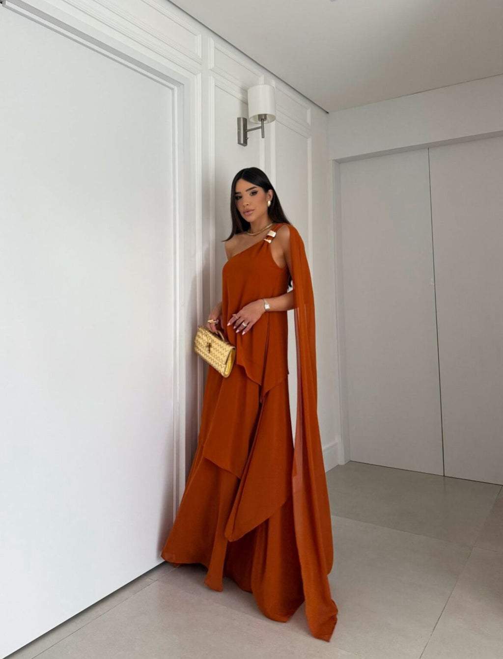 Vestido Longo Festa - Tecido Crepe Chiffon