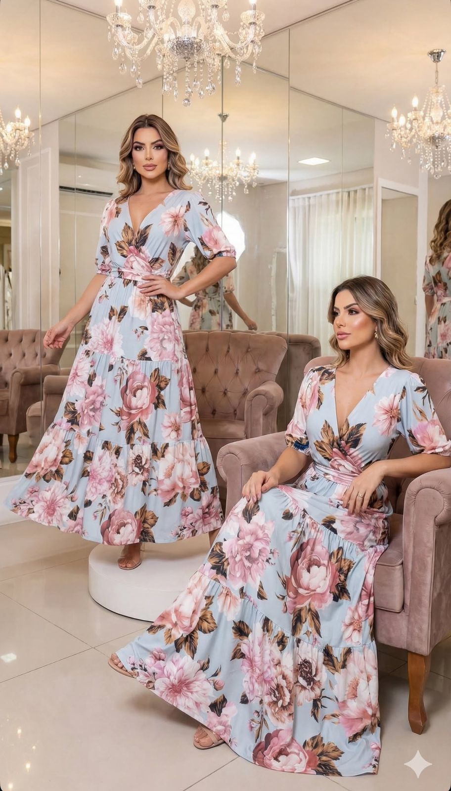 vestido longo floral