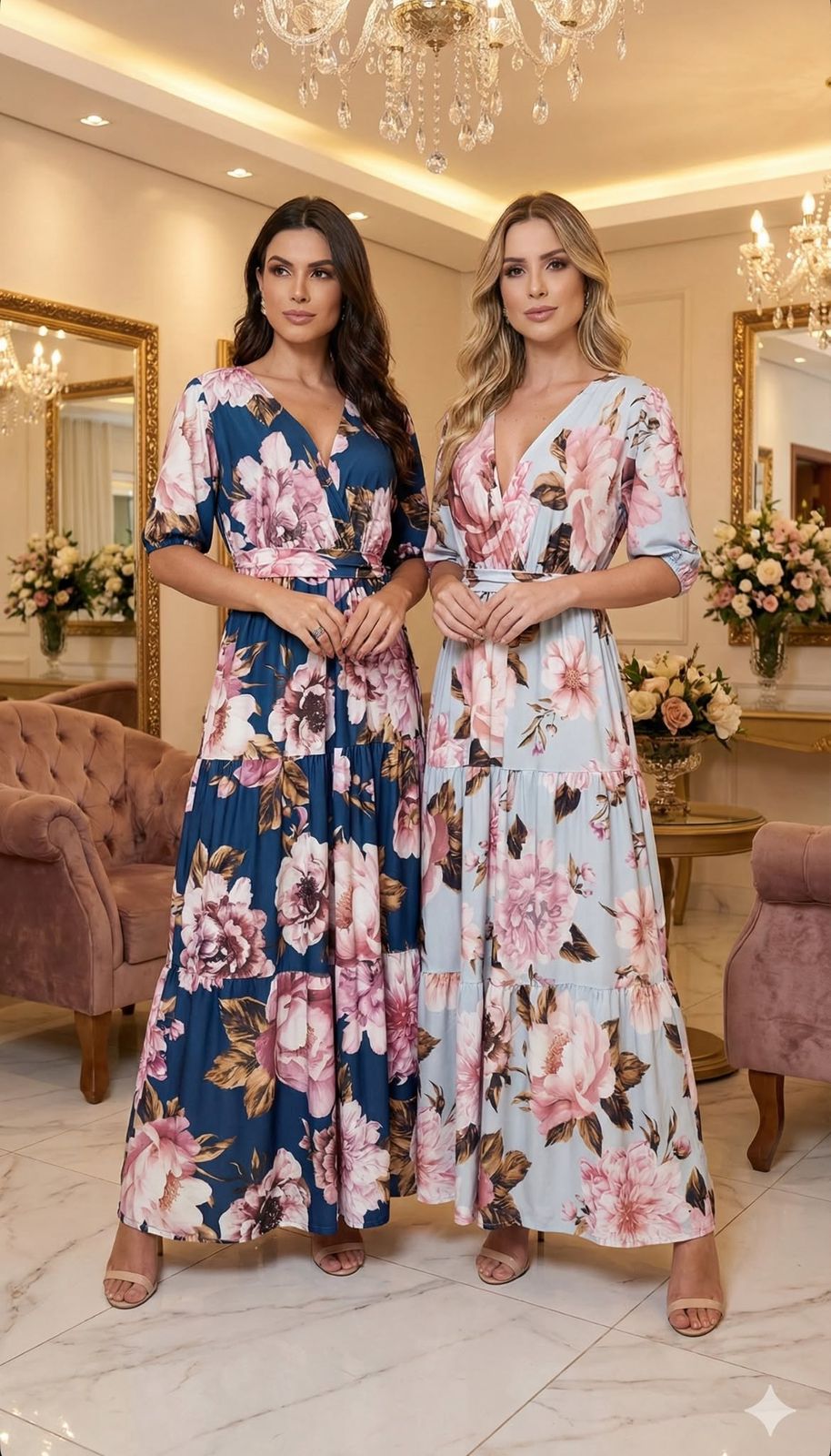 vestido longo floral