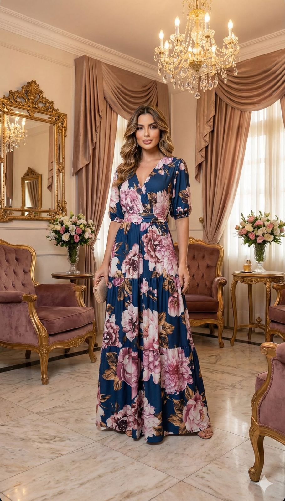 vestido longo floral