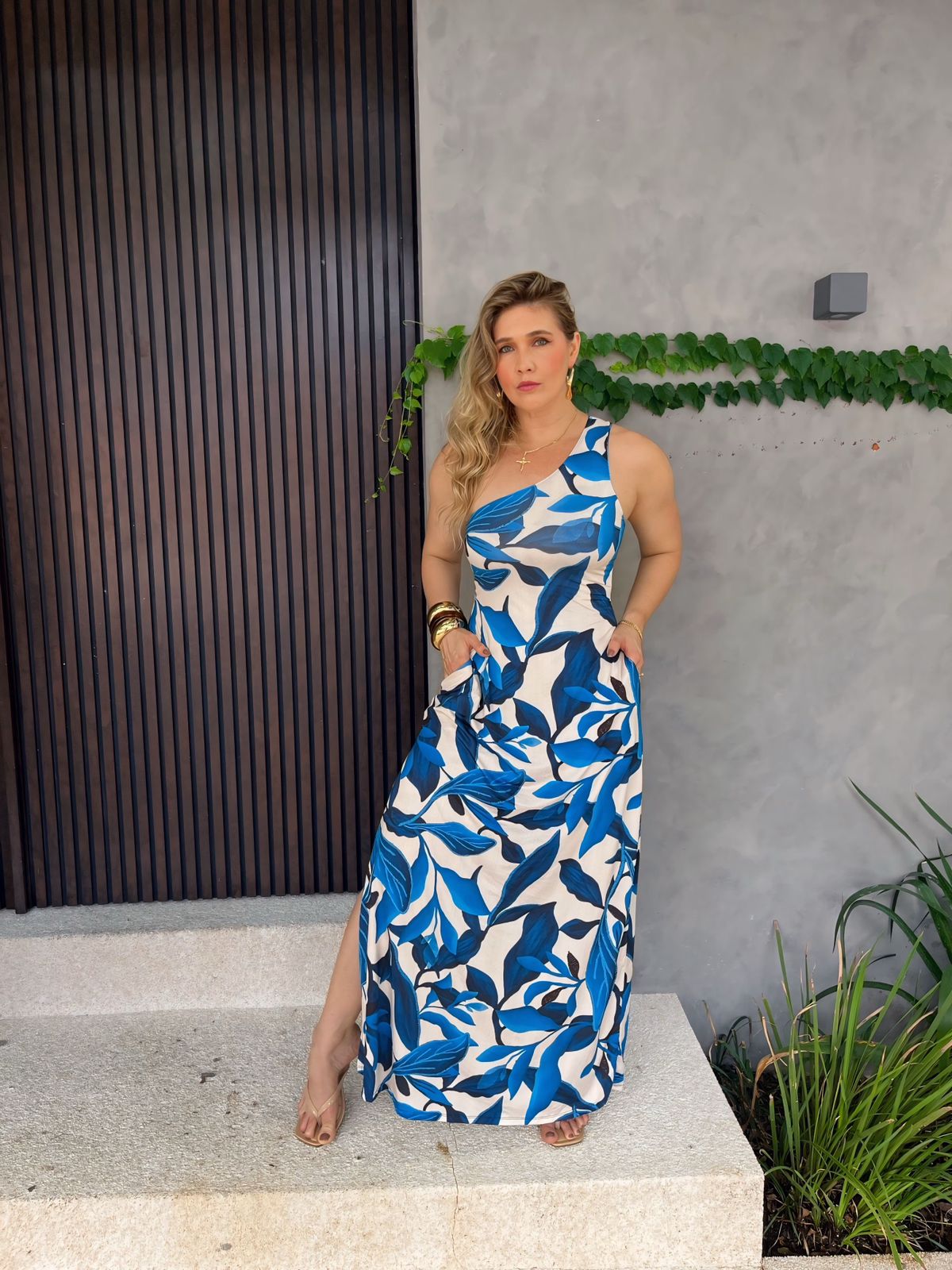 vestido longo nula manga