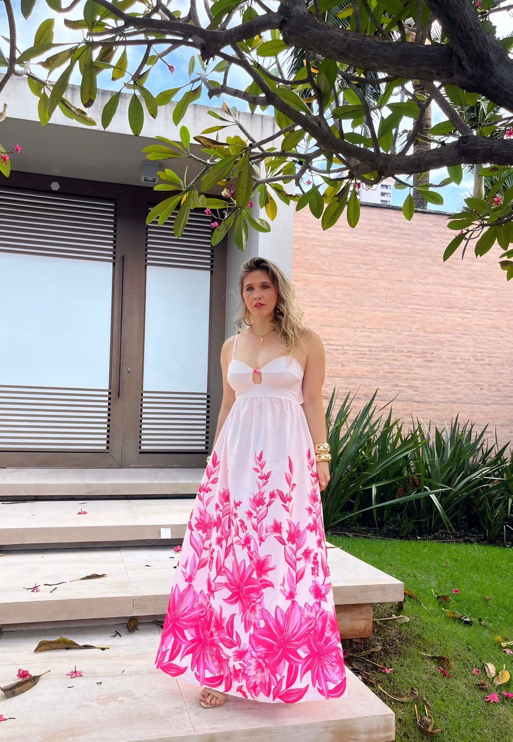 vestido longo floral