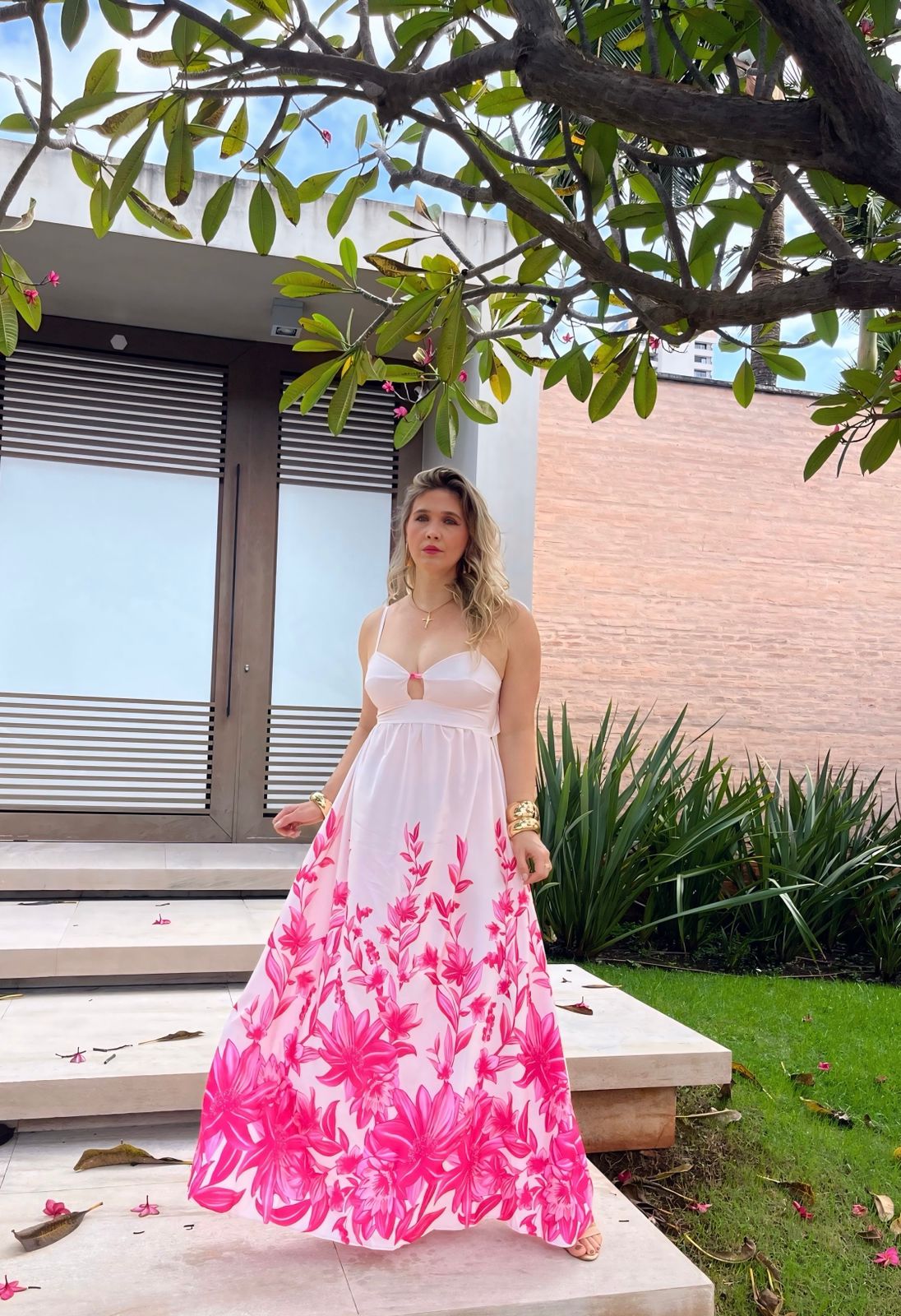 vestido longo floral
