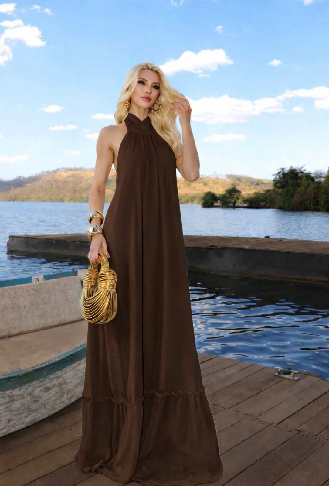 Vestido Longo Frente Única