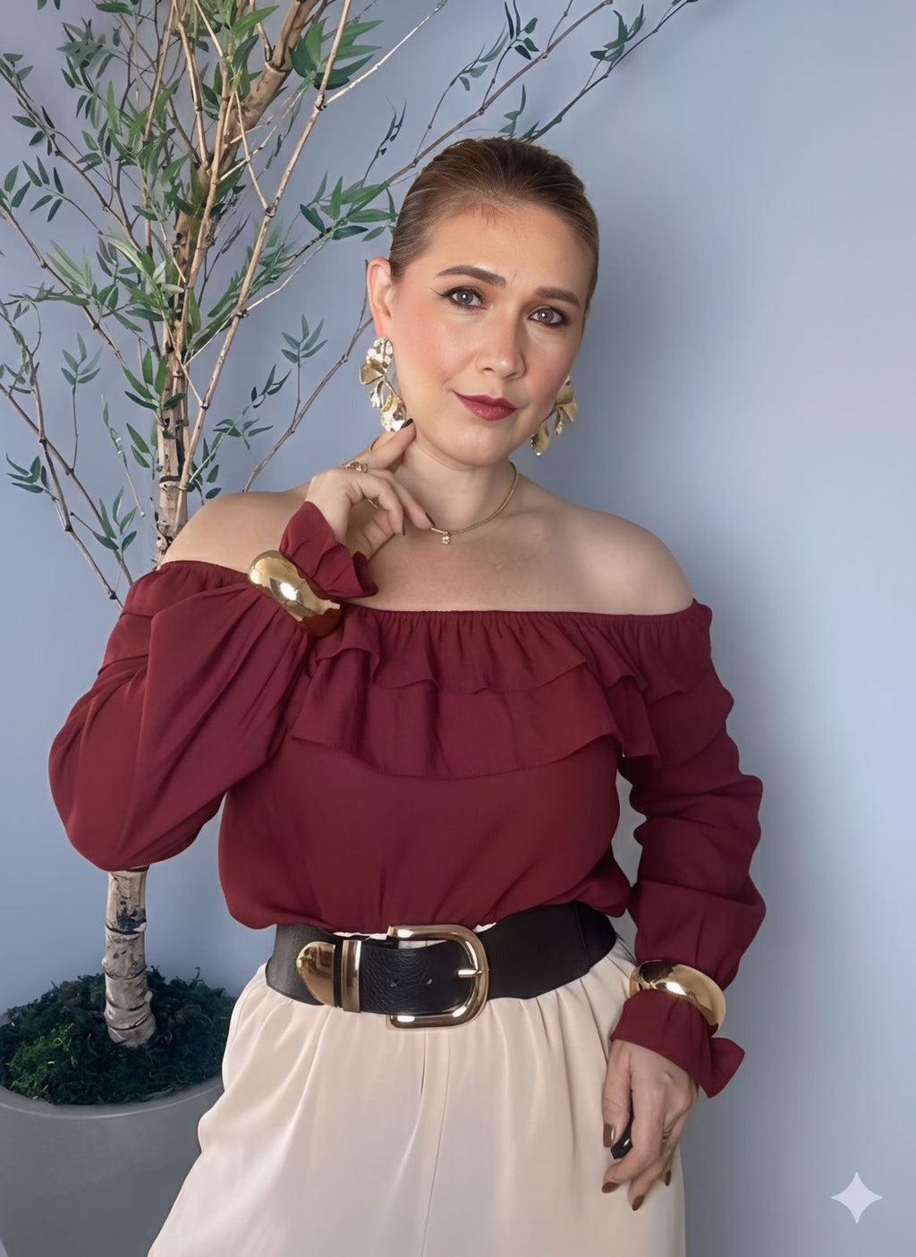 Blusa Ombro a Ombro Manga longa