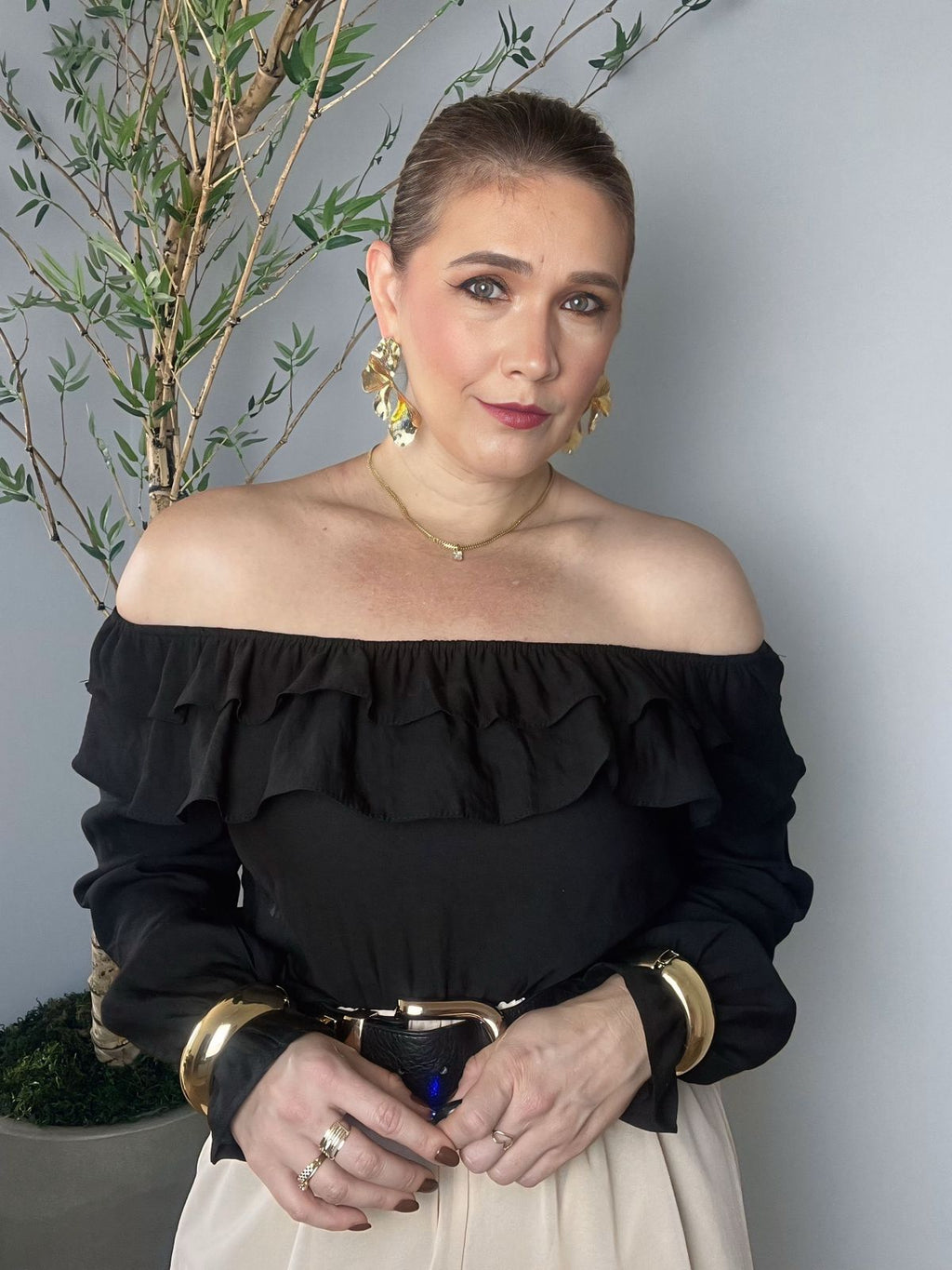 Blusa Ombro a Ombro Manga longa