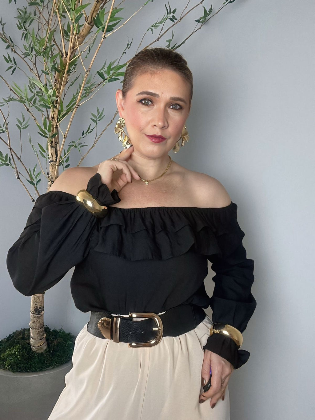 Blusa Ombro a Ombro Manga longa