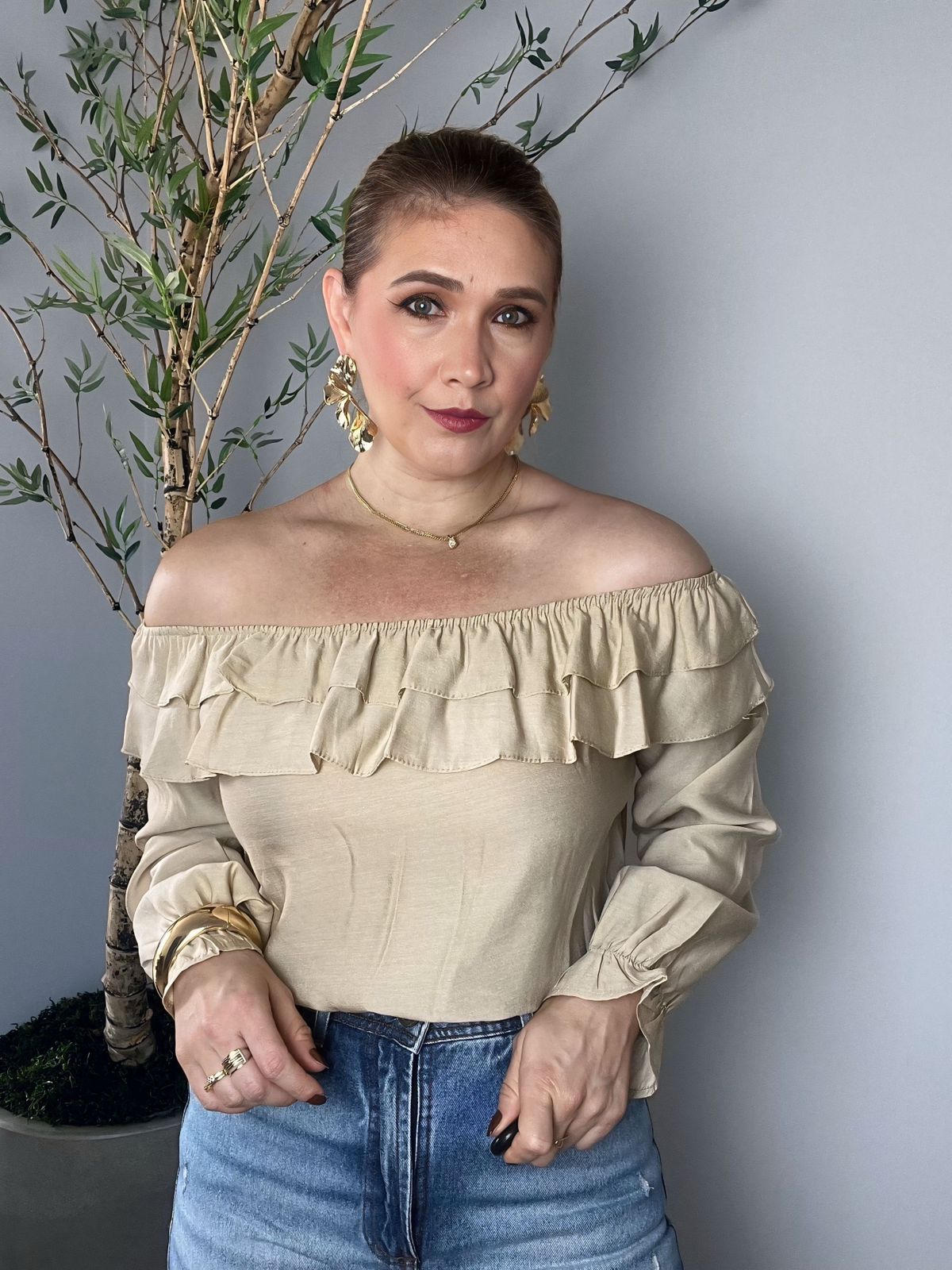 Blusa Ombro a Ombro Manga longa