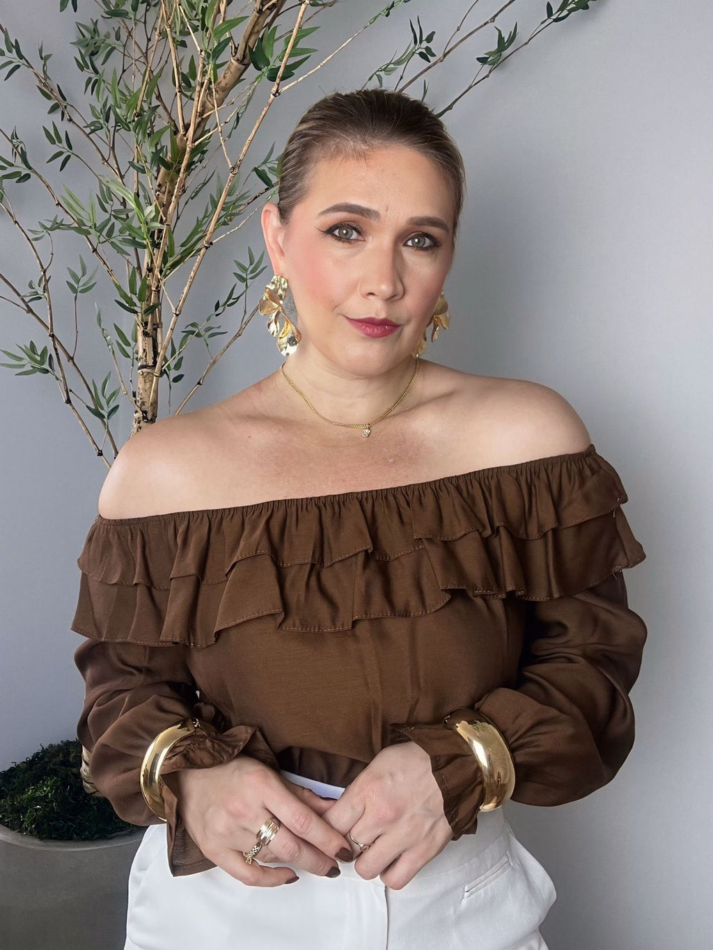 Blusa Ombro a Ombro Manga longa