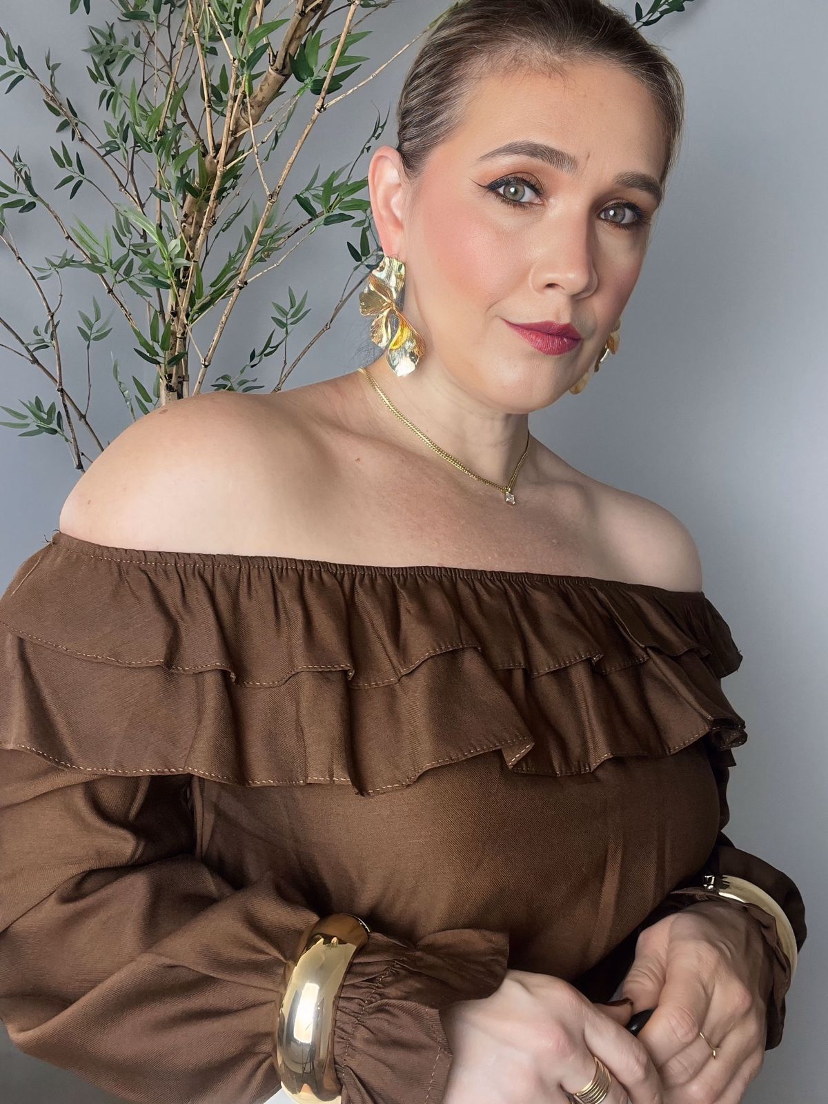 Blusa Ombro a Ombro Manga longa