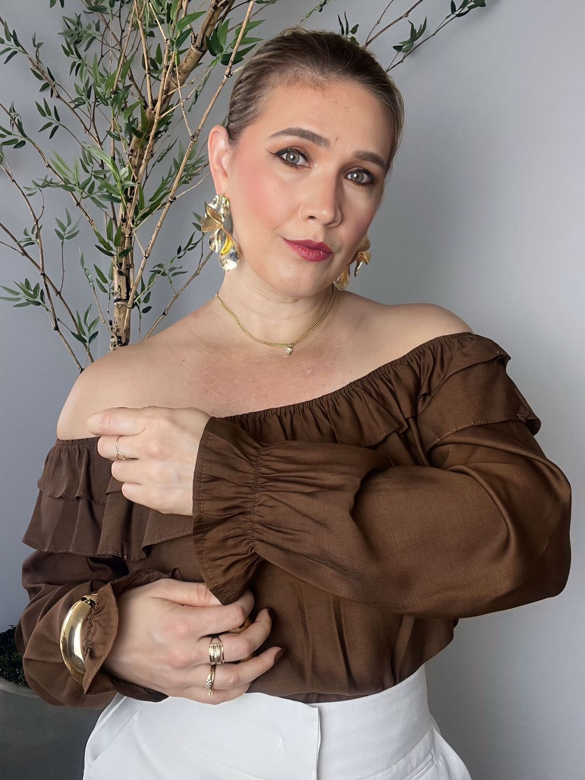 Blusa Ombro a Ombro Manga longa