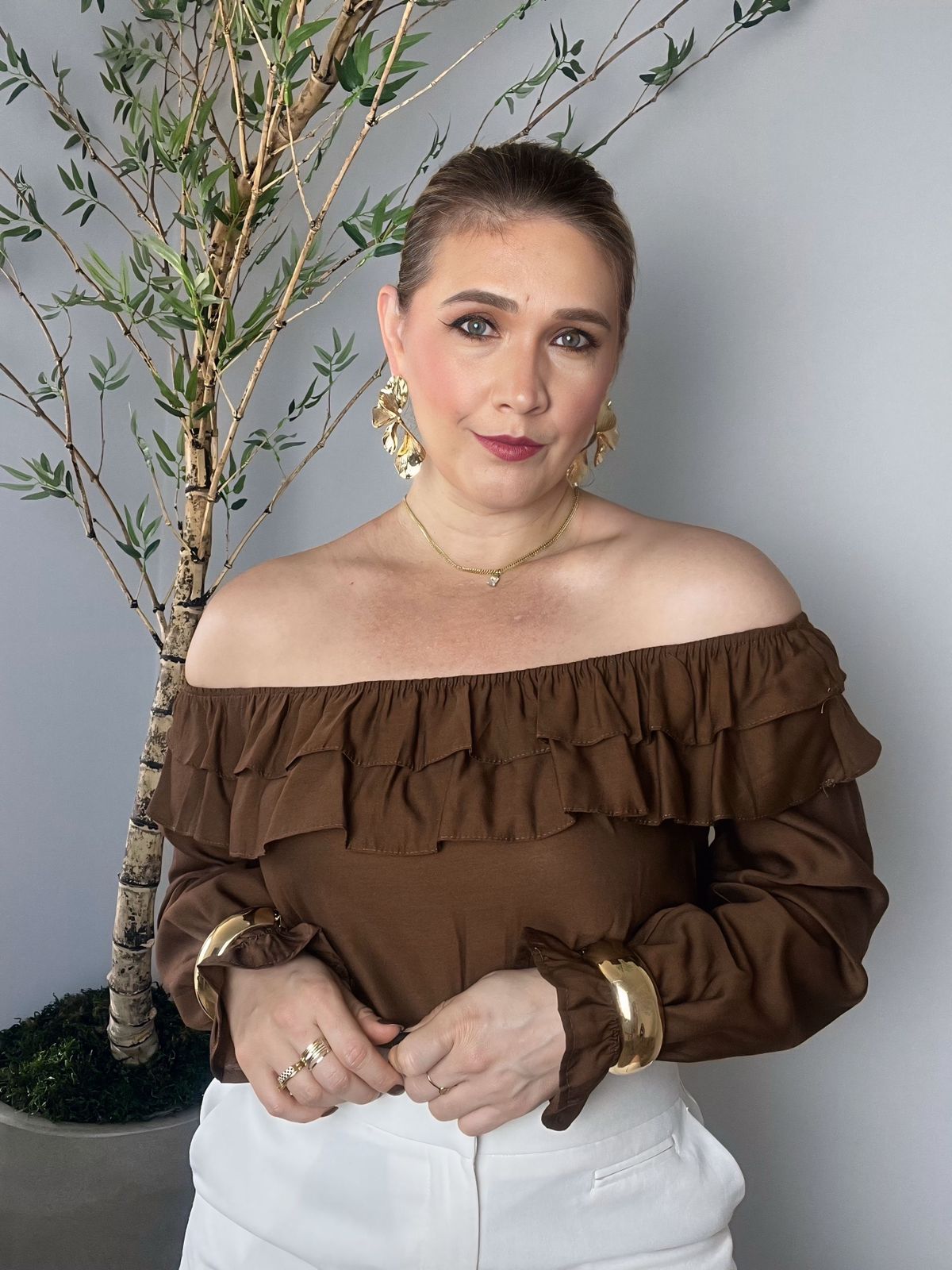 Blusa Ombro a Ombro Manga longa