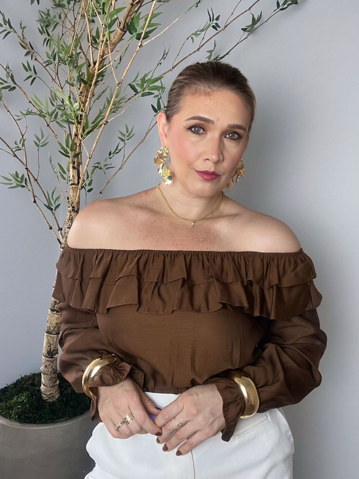 Blusa Ombro a Ombro Manga longa