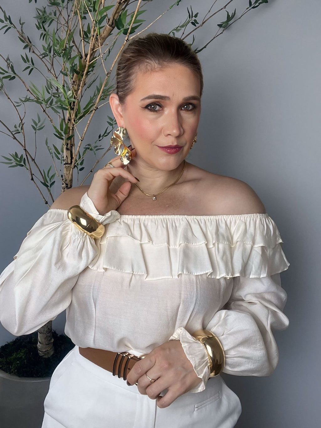 Blusa Ombro a Ombro Manga longa