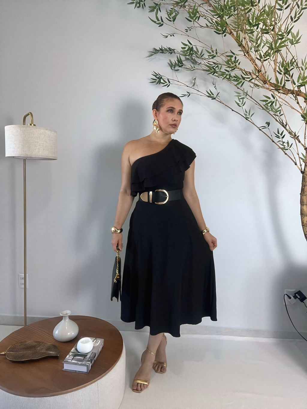 Vestido Nula Manga Midi