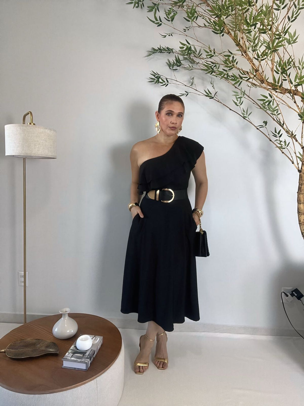 Vestido Nula Manga Midi