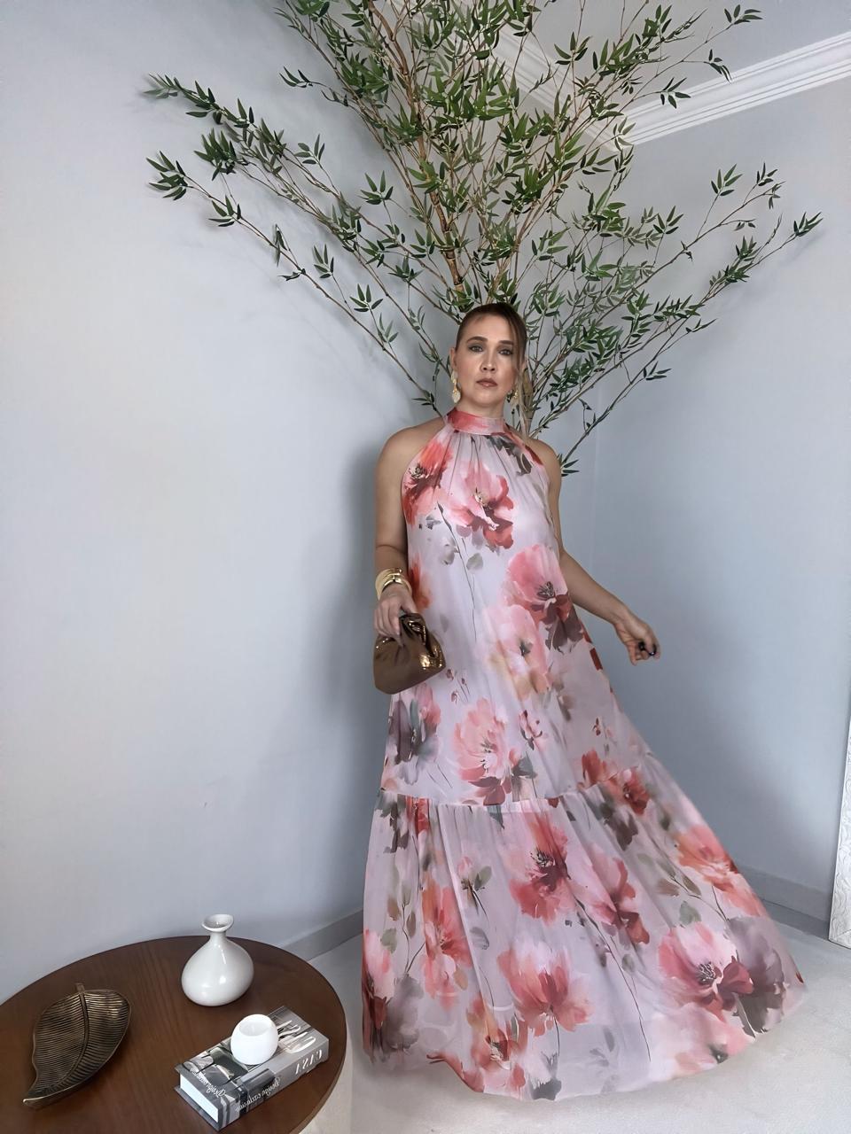 vestido longo cavado