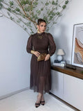 vestido midi manga longa