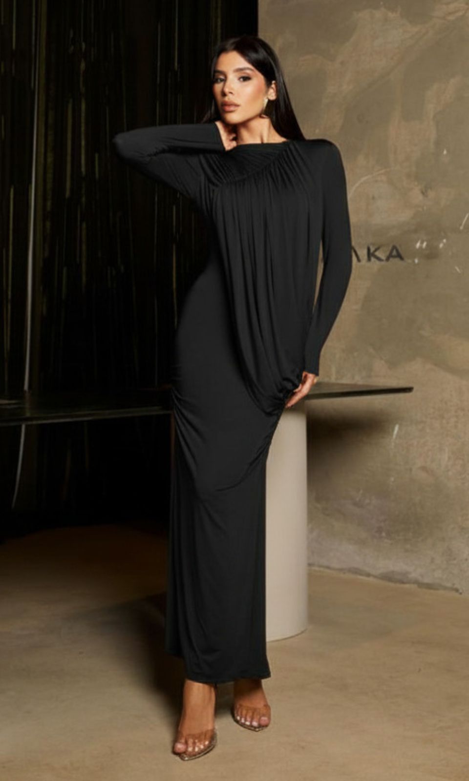 vestidolongo com echarpe