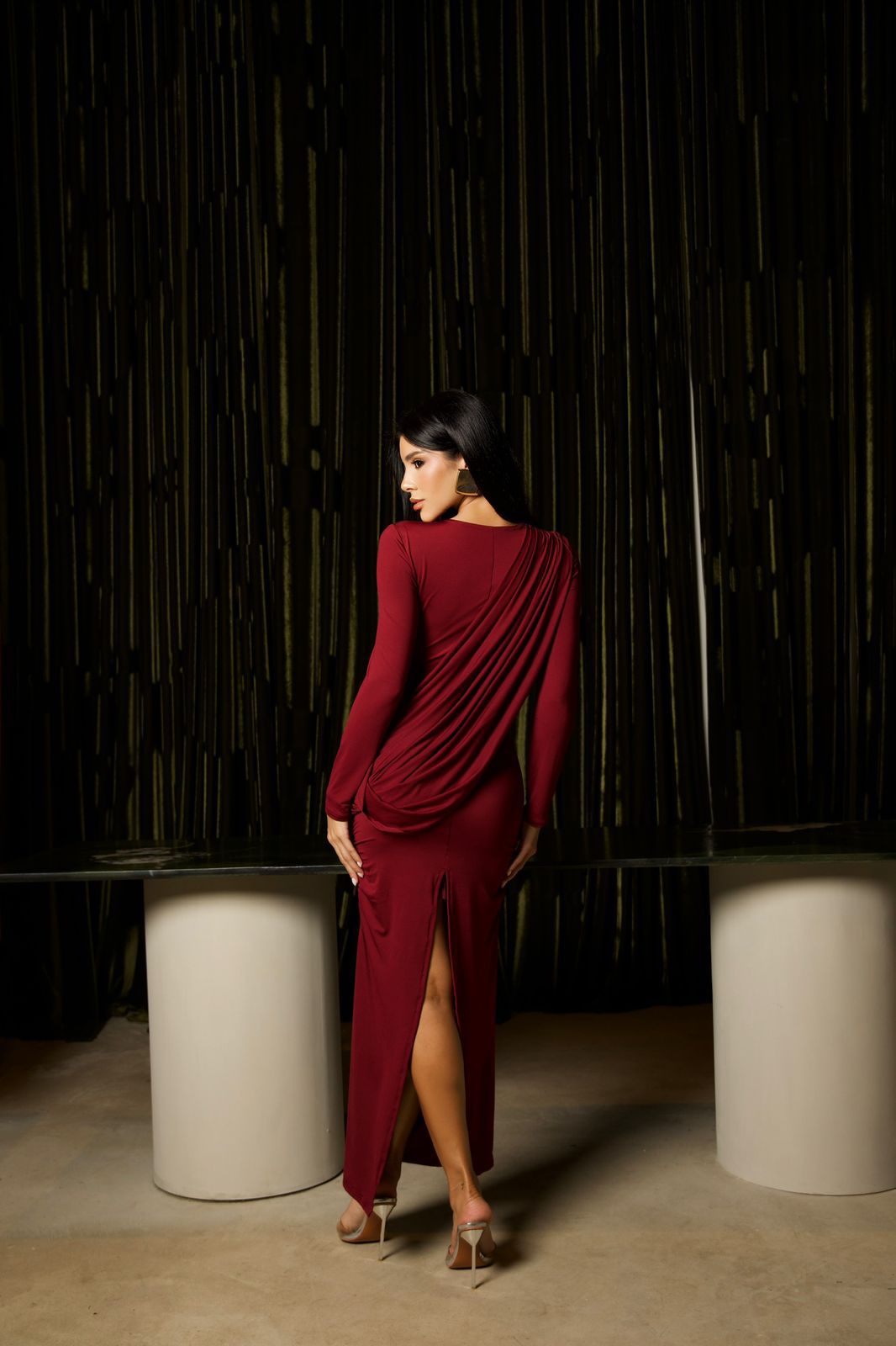 vestidolongo com echarpe