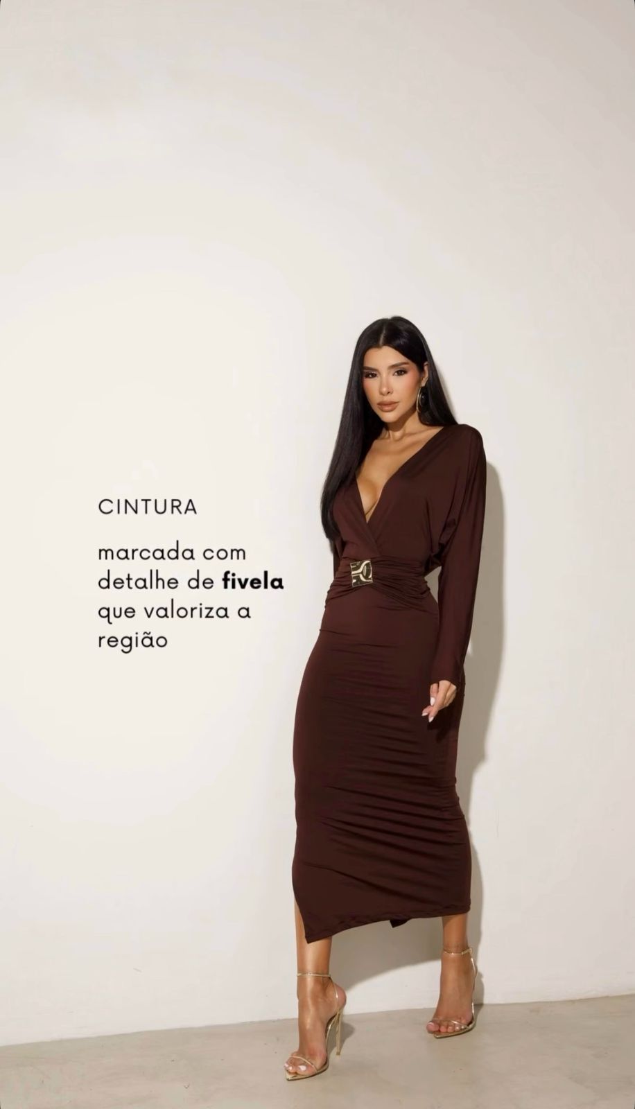 vestido midi decote v