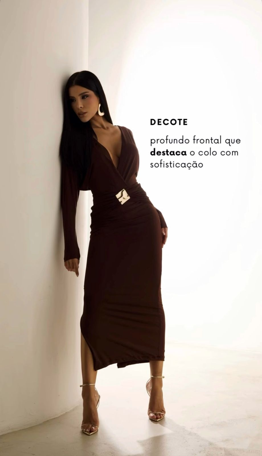 vestido midi decote v