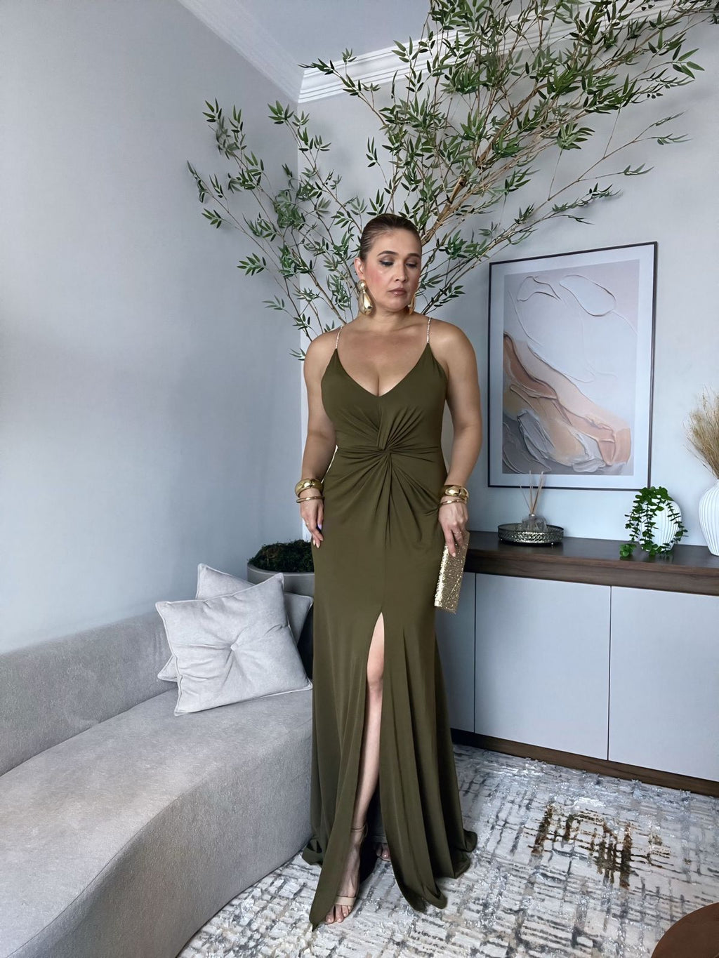 vestido de alça com brilho