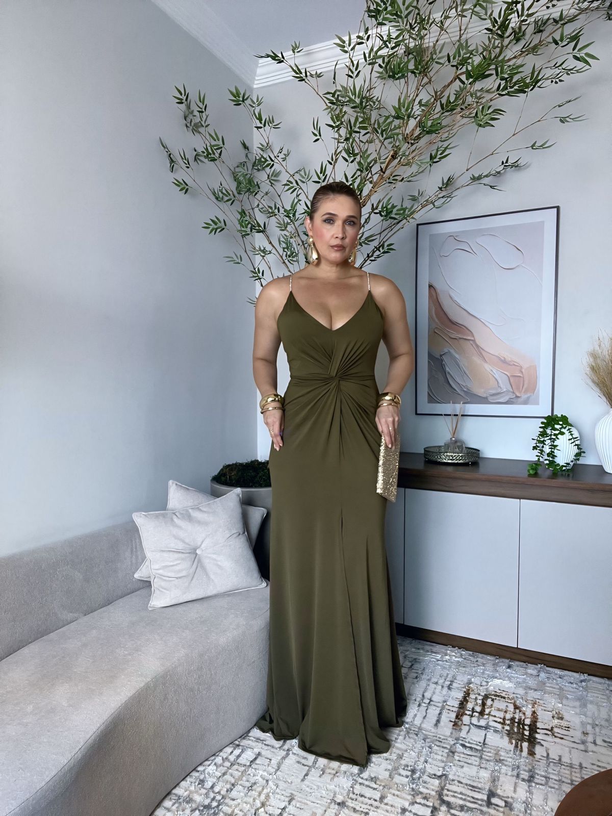 vestido de alça com brilho
