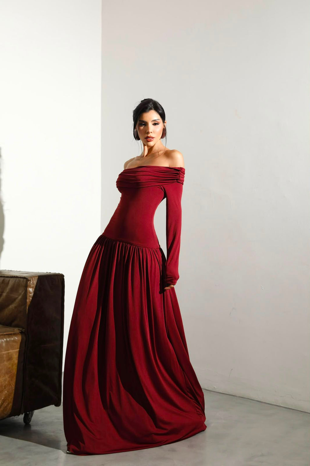 vestido ombro a ombro longo