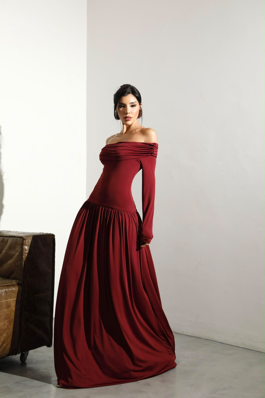vestido ombro a ombro longo