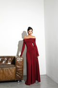 vestido ombro a ombro longo
