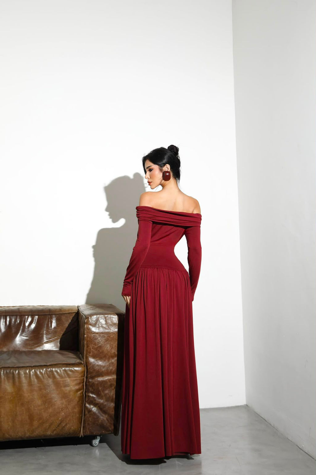 vestido ombro a ombro longo