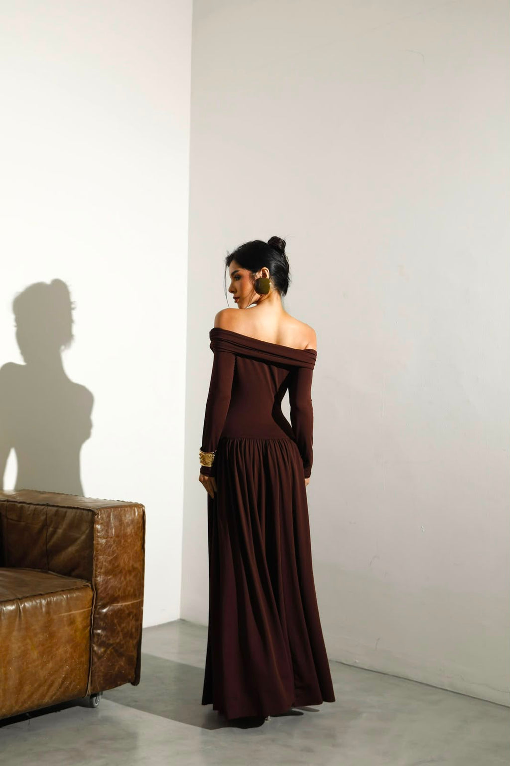 vestido ombro a ombro longo