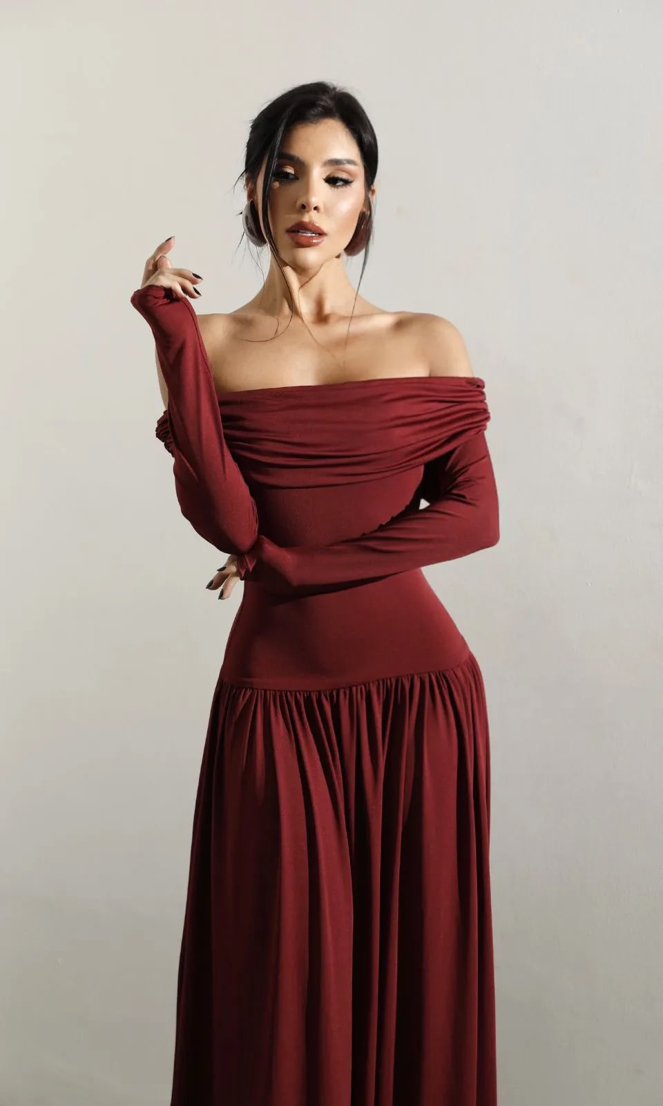 vestido ombro a ombro longo