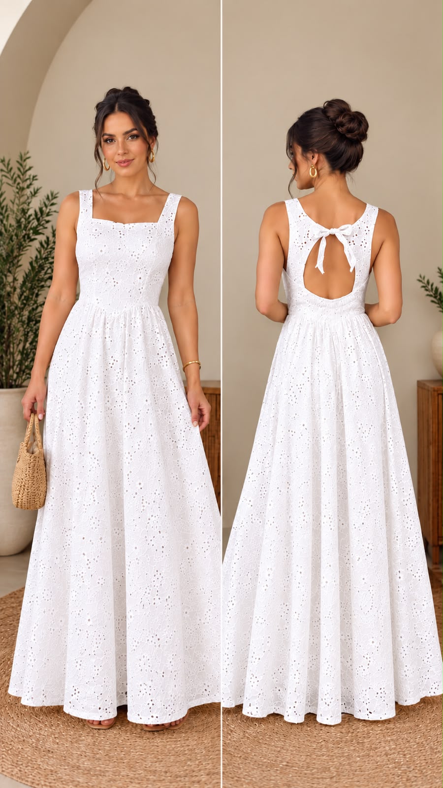 vestido longuete em lese bordado