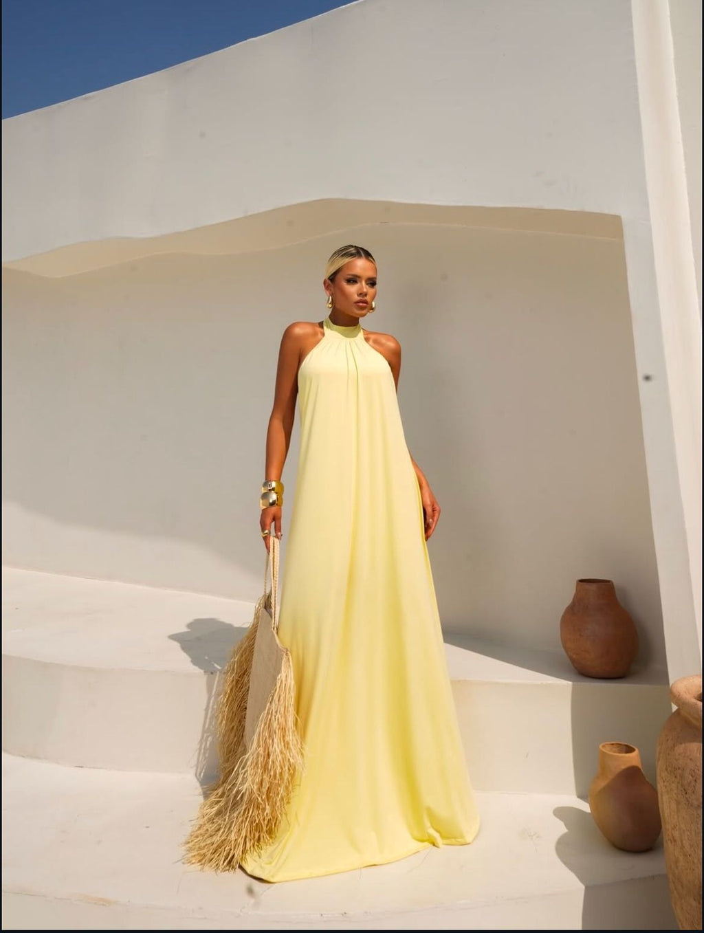 Vestido gola alta frente única Tamanho único - Tecido Fluity