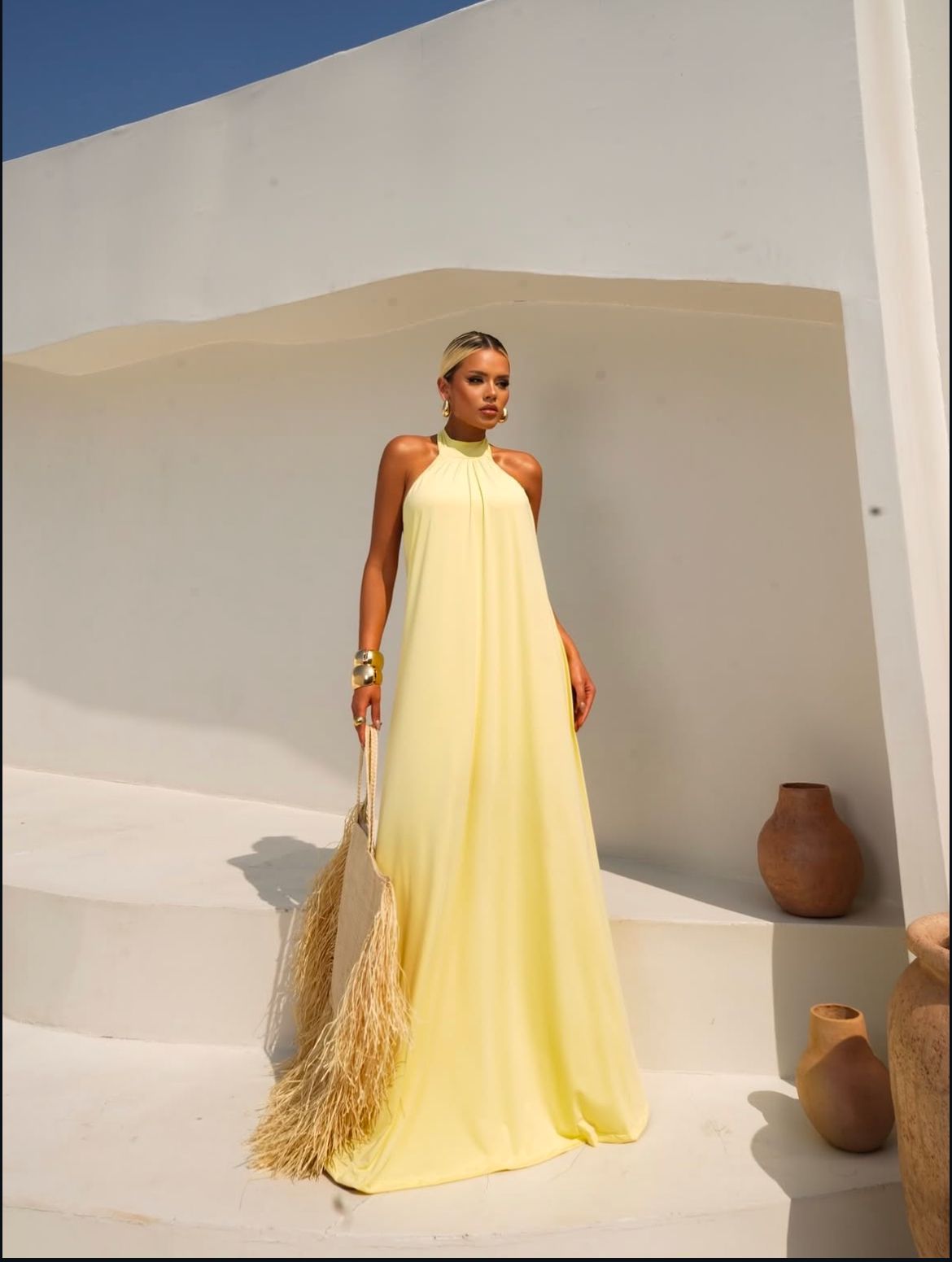 Vestido gola alta frente única Tamanho único - Tecido Fluity