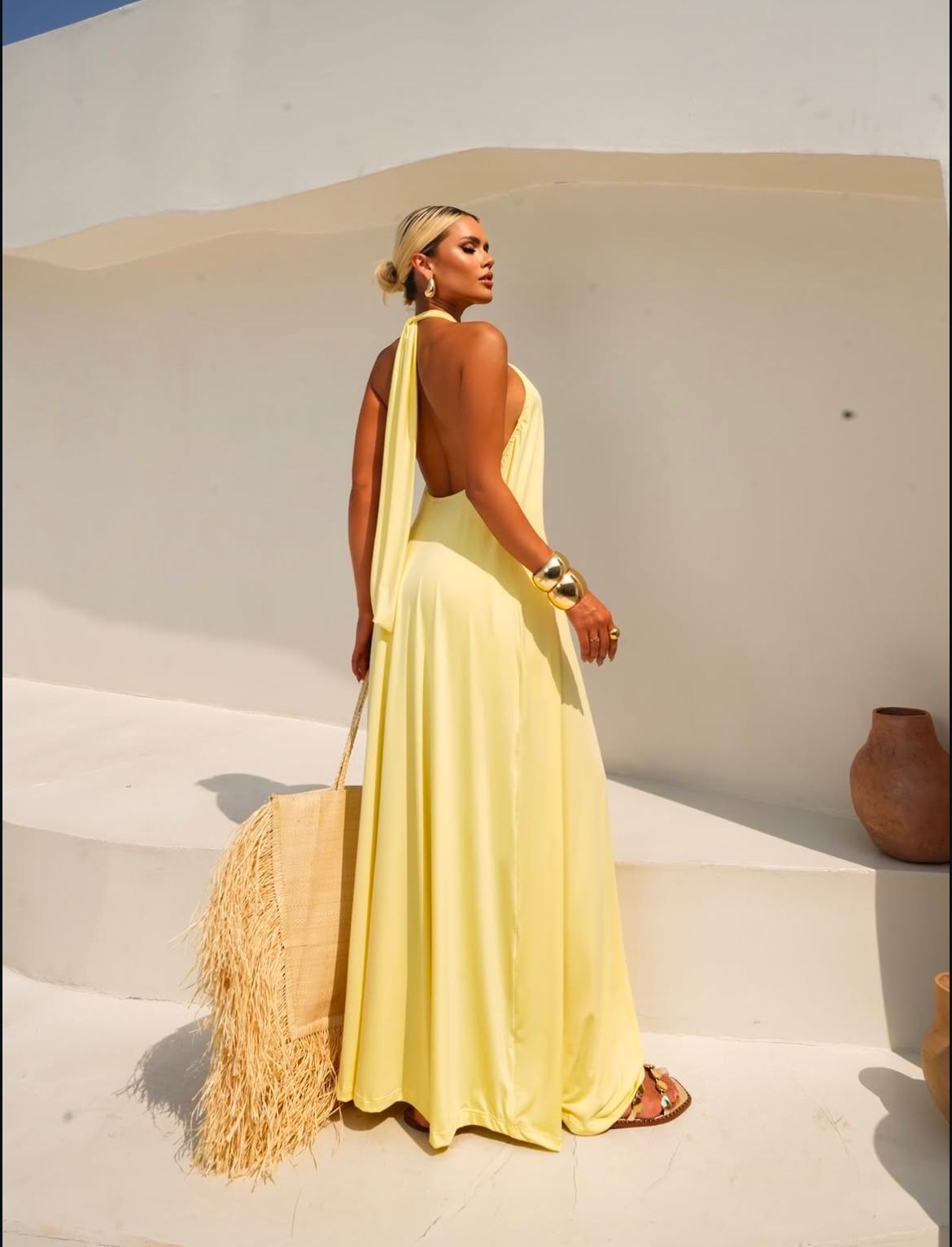 Vestido gola alta frente única Tamanho único - Tecido Fluity