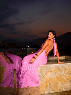 Vestido gola alta frente única Tamanho único - Tecido Fluity