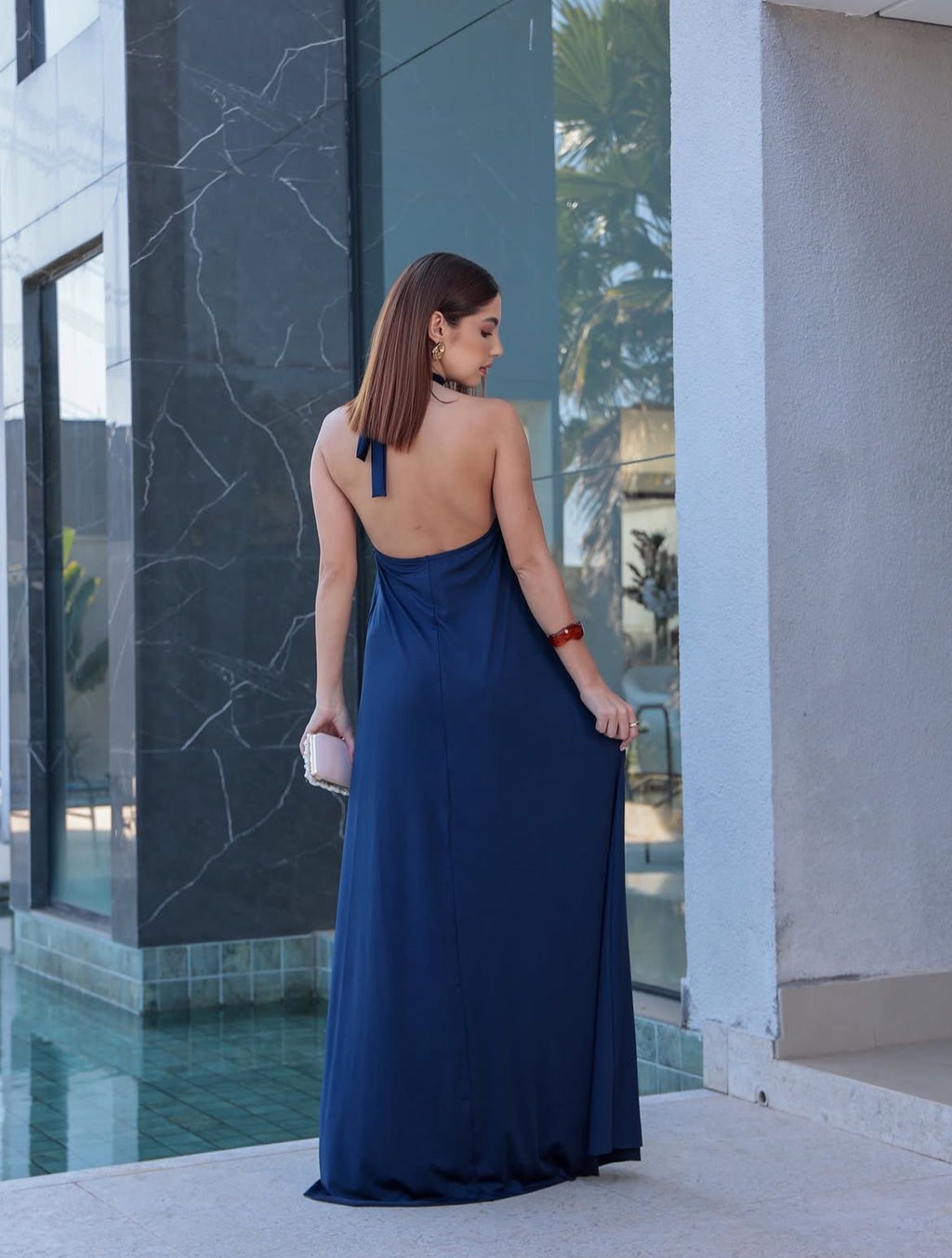 Vestido gola alta frente única Tamanho único - Tecido Fluity