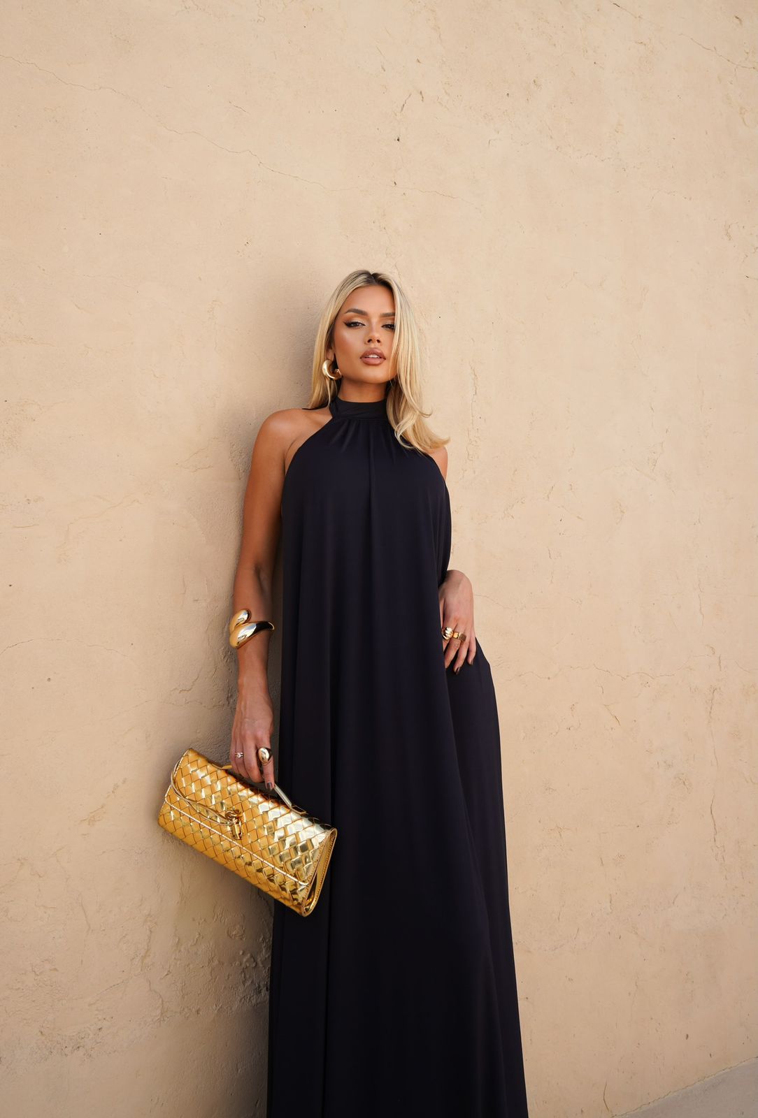 Vestido gola alta frente única Tamanho único - Tecido Fluity