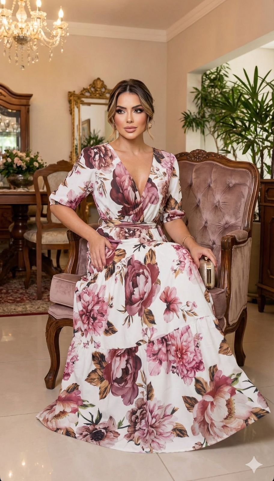 vestido longo floral