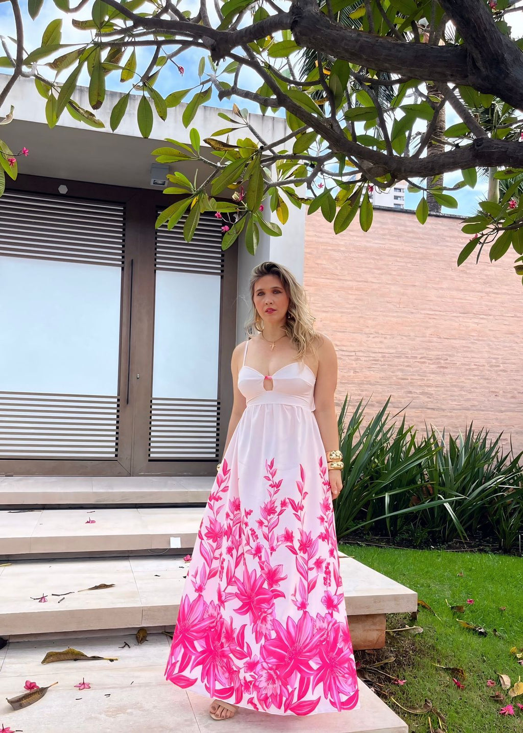 vestido longo floral