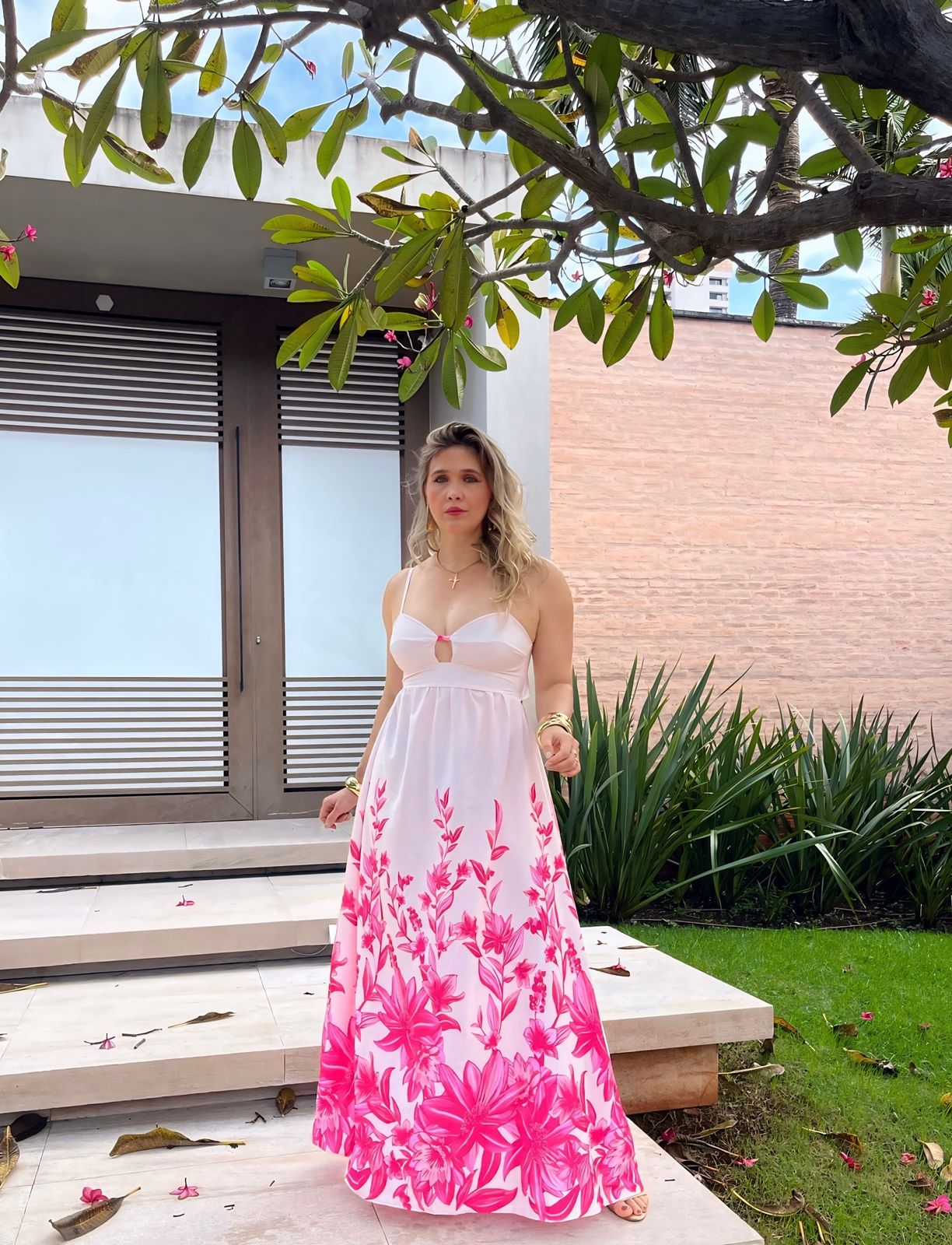 vestido longo floral