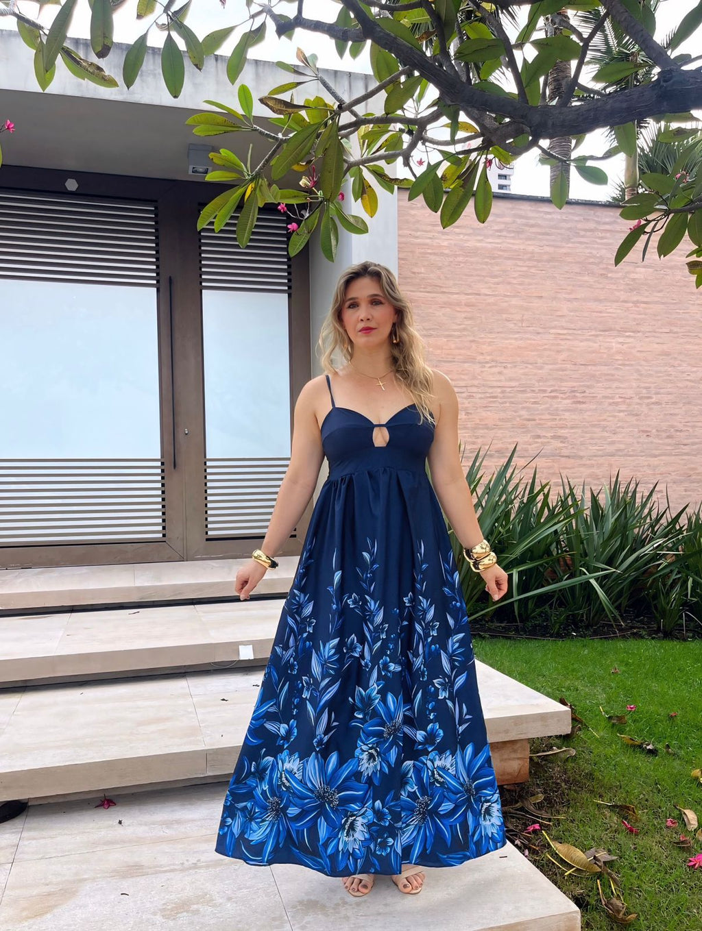 vestido longo floral