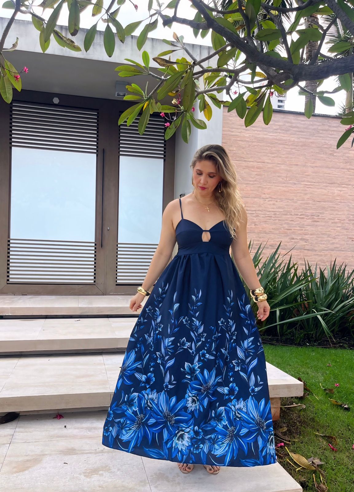 vestido longo floral